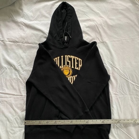 Hollister California Hooded Sweatshirt Ribbed Cuffs Kangaroo Pocket Black M XL - Picture 5 of 7